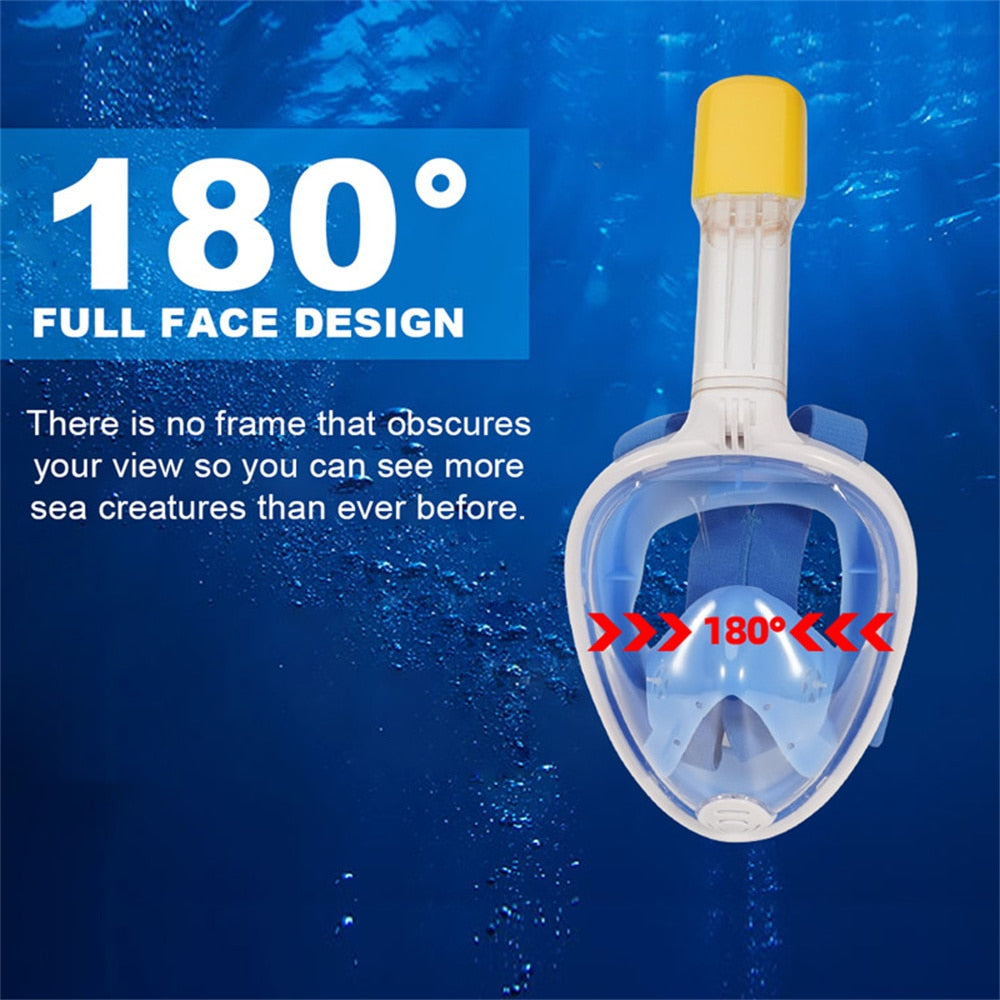 Snorkeling Mask Double Tube Silicone Full Dry Diving Mask Adult Swimming Mask Diving Goggles Self Contained Underwater Breathing