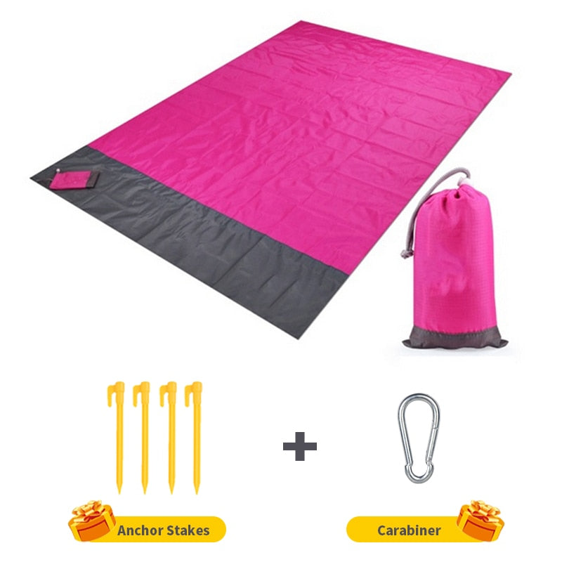 2x2.1m Waterproof Pocket Beach Blanket Folding Camping Mat Mattress Portable Lightweight Mat Outdoor Picnic Mat Sand Beach Mat