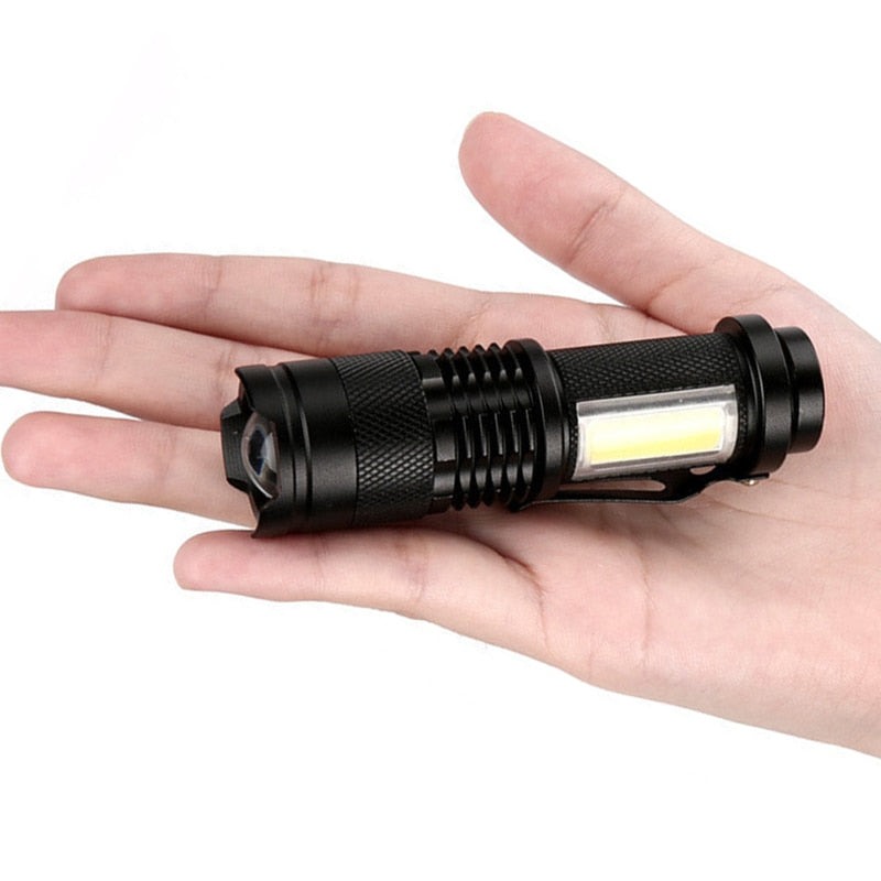 Built In Battery Q5 Portable Mini Led Flashlight Zoom Torch COB Lamp 2000 Lumens Adjustable Penlight Waterproof for Outdoor