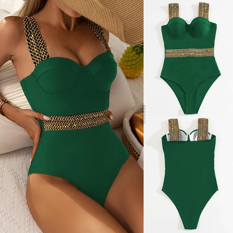 Riseado Sexy Push Up Swimsuit One Piece Swimwear Women 2023 Black Bathing Suit Stitch Detail One-pieces Swimming Suit for Women