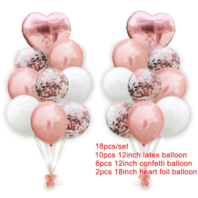 10pcs Multi Rose Gold Heart Foil Balloons Helium Balloon Kids Birthday Party Decorations Wedding Balloons Baby Shower Supplies