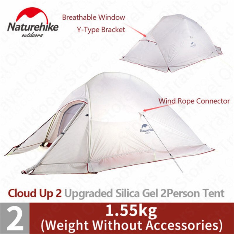 Naturehike tent Upgrade Cloud Up 1 2 3 Persons Camping Tent Outdoor 20D Silicone Ultralight Tent With Free Mat NH17T001-T