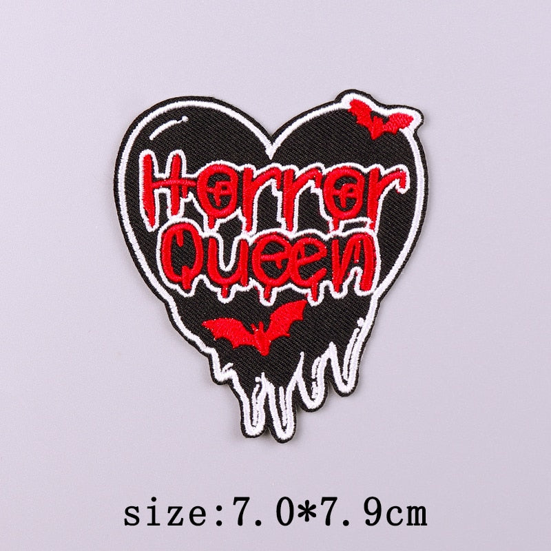 Horror Punk Embroidery Patch Iron On Patches For Clothing Embroidered Patches For Clothes Movie Role Fusible Patch Sticker Badge
