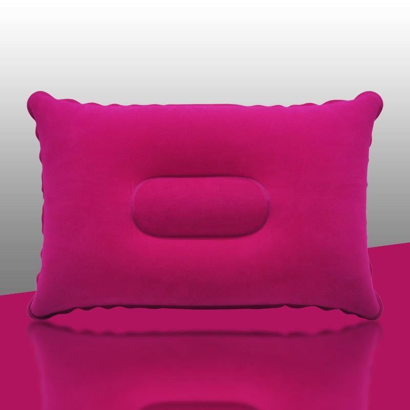Inflatable Air Pillow Bed Sleeping Camping Pillow PVC Nylon Neck Stretcher Backrest Pillow for Travel Plane Head Rest Support