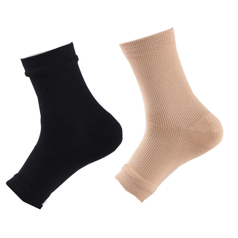 Plus Size S-2XL 2Pairs Socks Foot Compression Sleeve Anti Plantar Support Anklets Protector Basketball Soccer Ankle Relief Sock