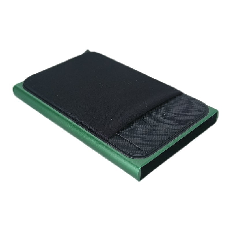 Slim Aluminum Wallet With Elasticity Back Pouch ID Credit Card Holder Mini RFID Wallet Automatic Pop up Bank Card Case