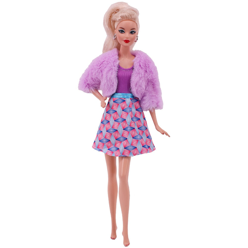 30Cm Purple Barbies Doll Clothes,Fashion Coat,Pants,Dress,  11.8 Inch Dolls,Gift,Barbies Accesories,Miniature Items