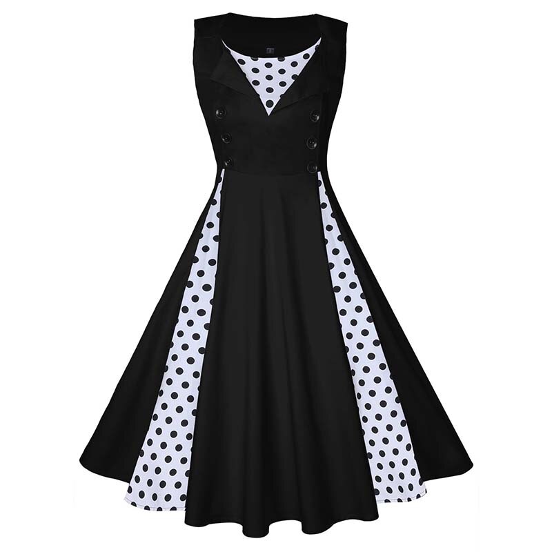 S-5XL Women Robe Retro Vintage Dress 50s 60s Rockabilly Dot Swing Pin Up Summer Party Dresses Elegant Tunic Vestidos Casual