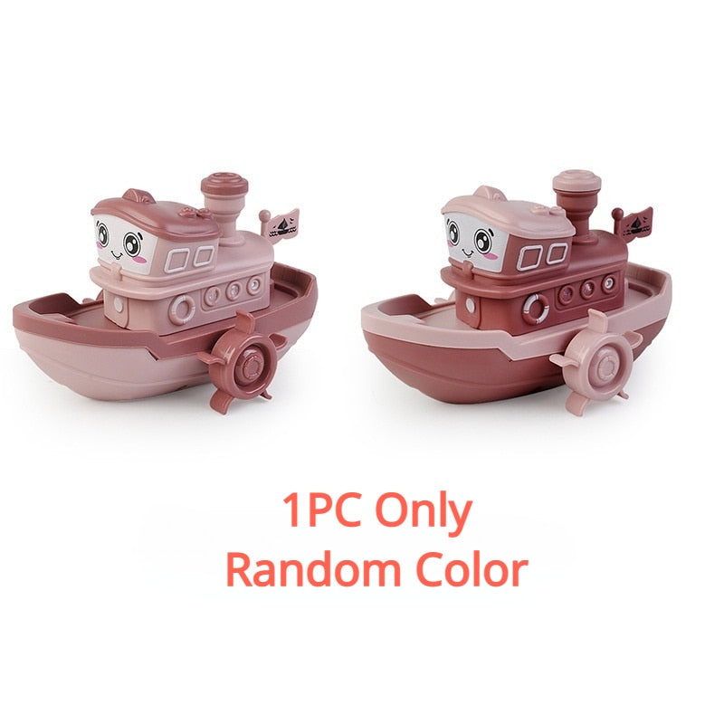 Baby Bath Toys Cute Cartoon Ship Boat Clockwork Toy Wind Up Toy Kids Water Toys Swimming Beach Game for Children Gifts Boys Toys