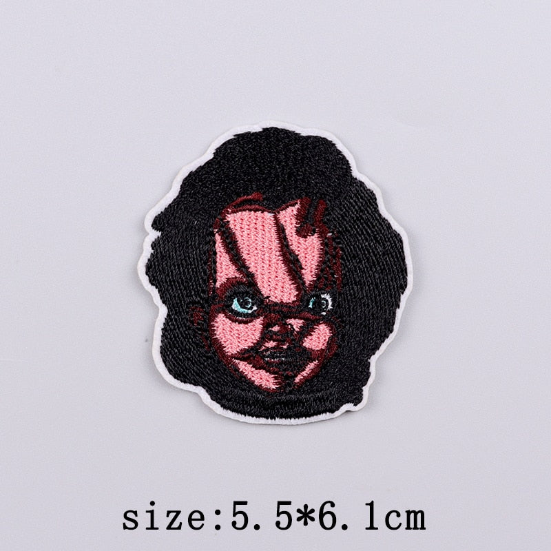 Horror Punk Embroidery Patch Iron On Patches For Clothing Embroidered Patches For Clothes Movie Role Fusible Patch Sticker Badge