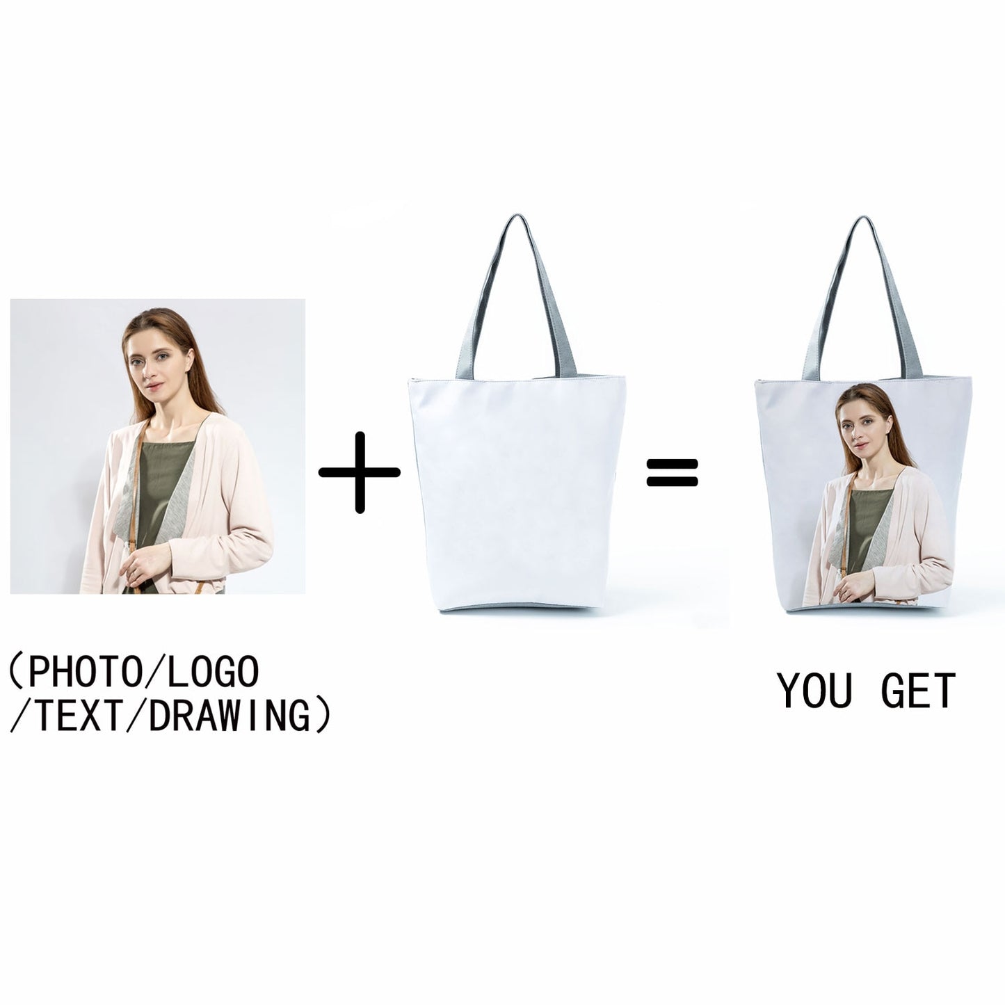 Personal Customize Women Tote Bag With Print Logo Custom Your Pictures Shopping Bags DIY Handbags Shoulder Bags Dropshipping