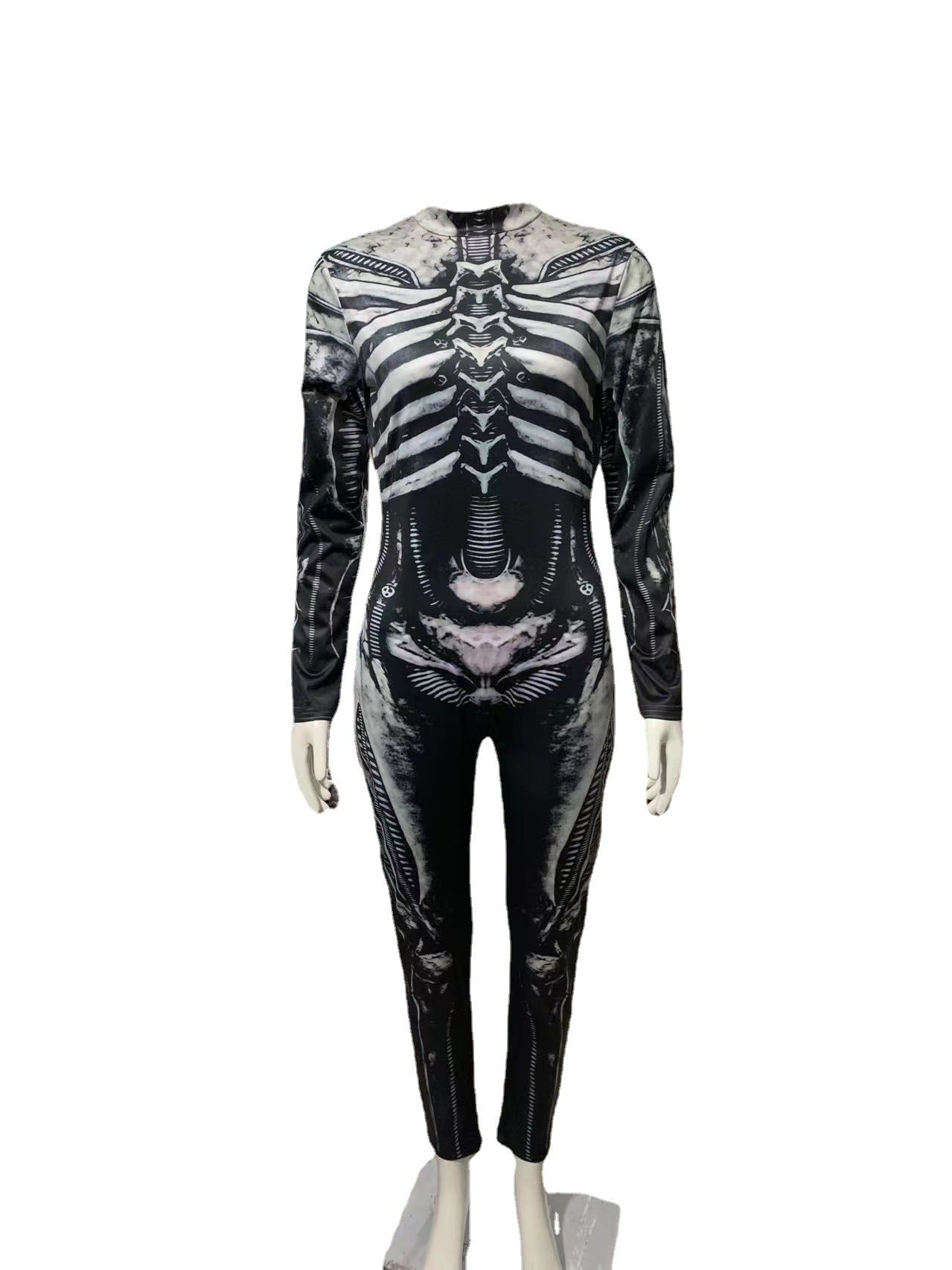 Women's Printed Horror Human Skeleton Uniform Tight-fitting Jumpsuit