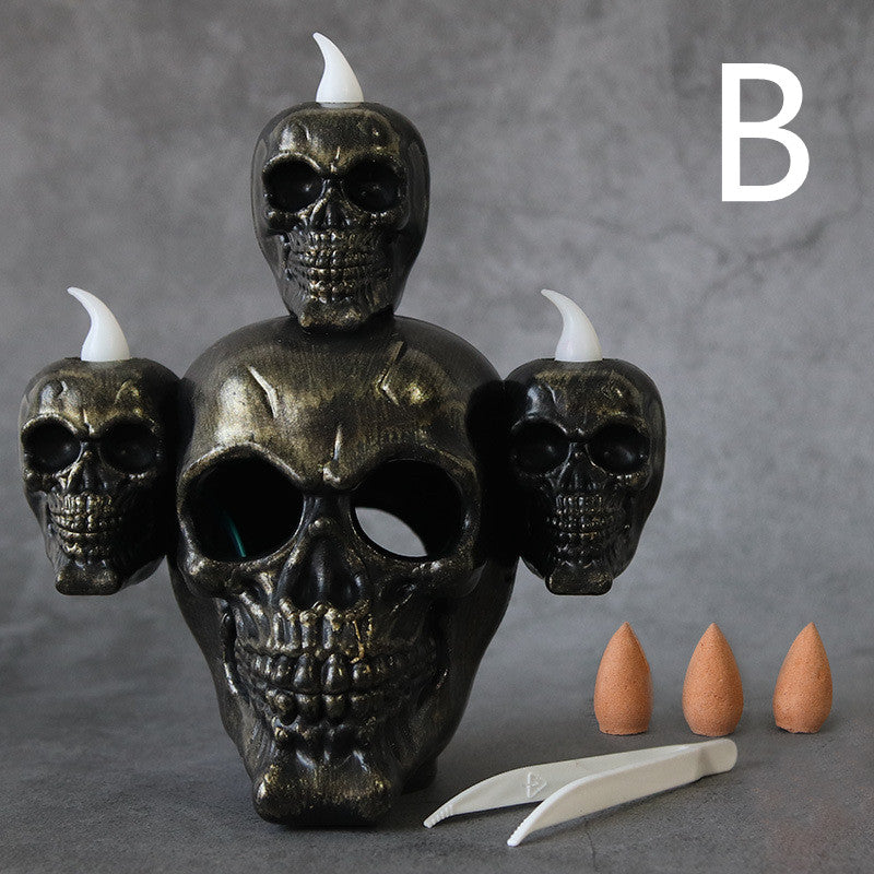 Halloween Decoration Props Smoke Horror Skull Headlight LED Electronic Candle