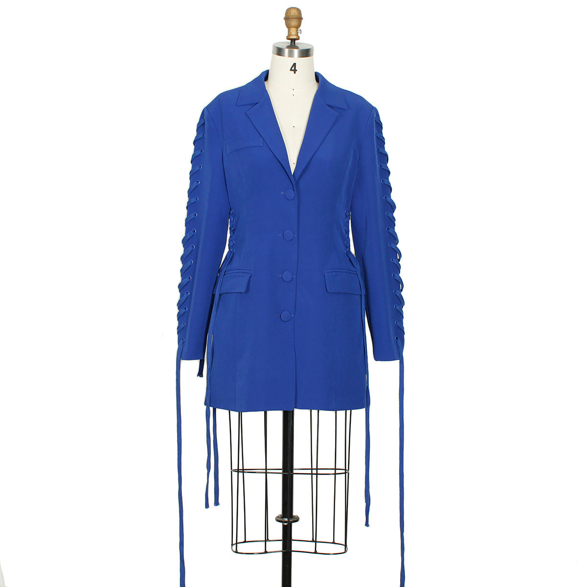 Commuter Blue Single-breasted Eyelet Tether Suit