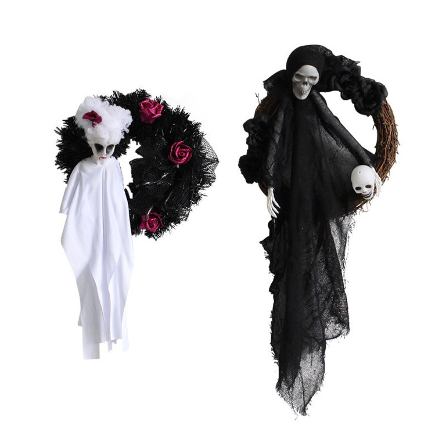 Halloween Horror Black And White Ghost Wreath Ornament Balloon