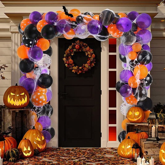 Decoracion Halloween 2024 Balloon Spider Web Halloween Decorations For Home Party Balloons Garland Decor Black Orange Baloon
