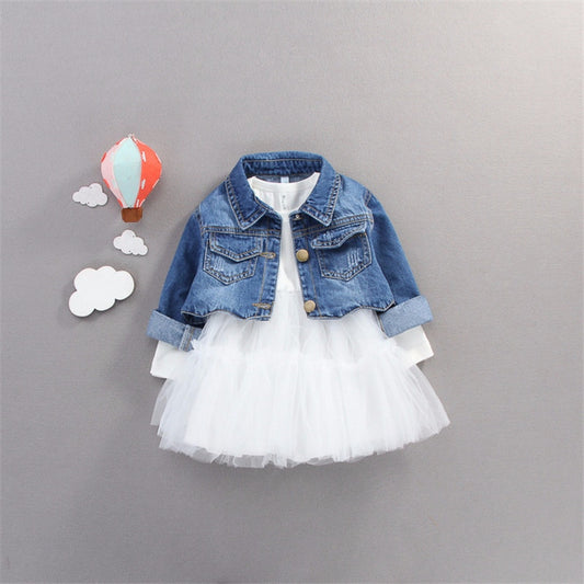 Autumn Infant Baby Girls Clothes Sets Princess Denim Jacket + Dress 2Pcs Baby Girl Outfit Suits for Baby Girl Clothing Set