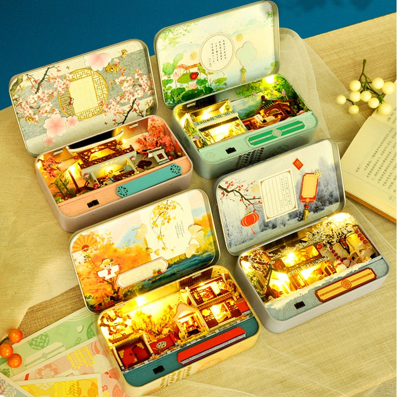 Box Theatre Dollhouse Miniature Toy with Furniture DIY Miniature Doll House LED Light Toys for Children Birthday Gift TH5