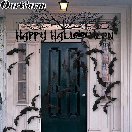 OurWarm Halloween Party Spider Game Pumpkin String Light Ghost Hanging Table Mat Treat Trick Horror Props Halloween Decorations