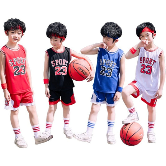 Student Football Uniform Tracksuit Set Baby Sport Jerseys Kids Boys Team Basketball Jersey Suits Soccer Clothes Set Uniform Set