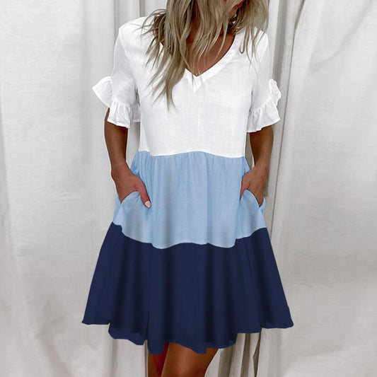 Elegant Floral Print Ruffle Women Mini Dress New Casual Short Sleeve Party Dress Ladies 2023 Summer Sexy V-Neck Dresses Vestidos