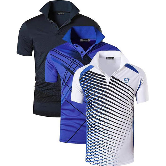 Jeansian 3 Pack Men's Sport Tee Polo Shirts POLOS Poloshirts Golf Tennis Badminton Dry Fit Short Sleeve LSL195 PackE