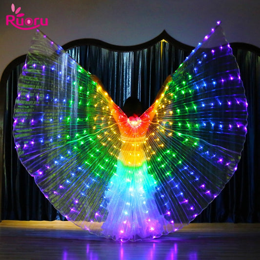 Ruoru Rainbow Color Alas Angle Led Wings Adult Led Costume Circus Led Light Luminous Costumes Party Show Isis Wings Dancewear