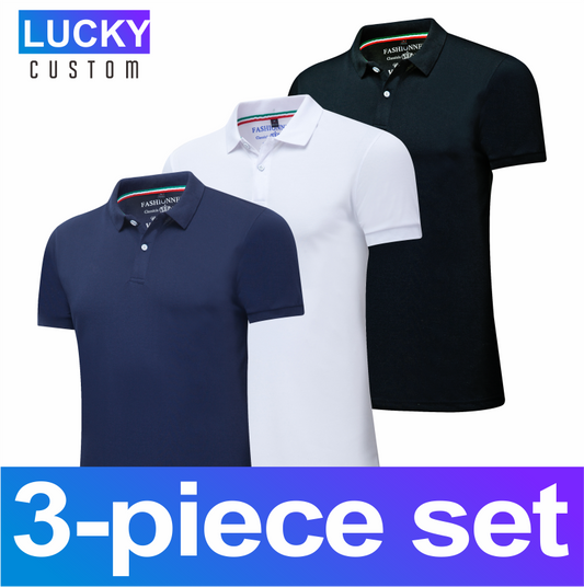 Men's Quick Dry Short Sleeve Breathable Sports Performance Polo Shirt 3 Piece - Classic Slim Selectable Yardage