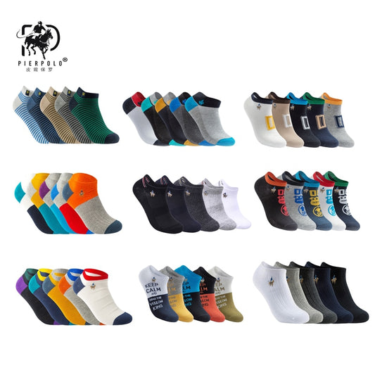 PIER POLO Socks Men Hot Sale Summer Socks Cotton Men's Fashion Short Socks 5 pairs/lot harajuku Happy Socks Men