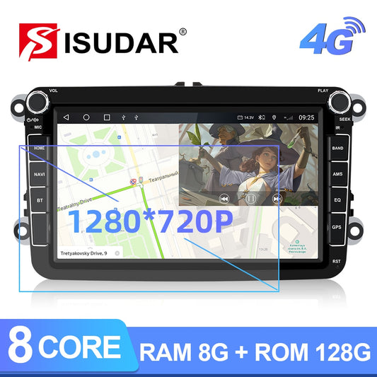 Isudar T72 2 Din Car Multimedia player Android 10 For VW/Volkswagen/POLO/PASSAT B6/B7/Golf/Tiguan/Skoda GPS Car Radio Audio Auto