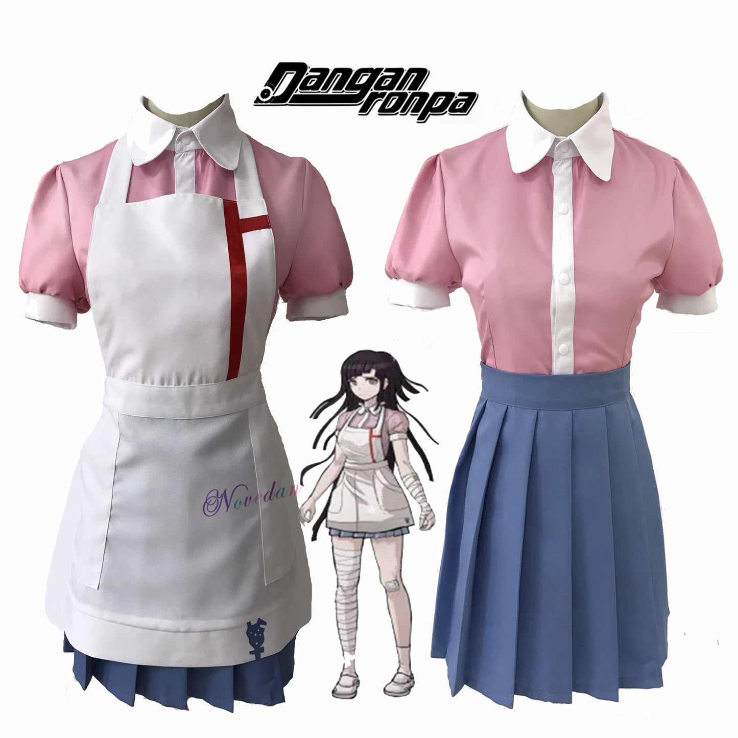 Mikan Tsumiki Cosplay Anime Danganronpa Dangan Ronpa 2 Cosplay Costume Women Outfit Sets Halloween Party Dress Wig