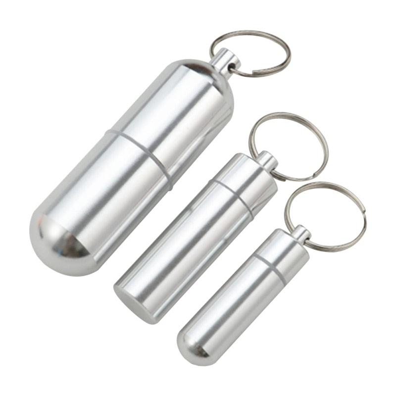 Waterproof Aluminum Pill Box Case Bottle Cache Drug Holder for Traveling Camping Container Keychain Medicine Box Health Care