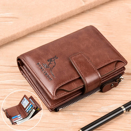 Fashion Men&#39;s Coin Purse Wallet RFID Blocking Man Leather Wallet Zipper Business Card Holder ID Money Bag Wallet Male