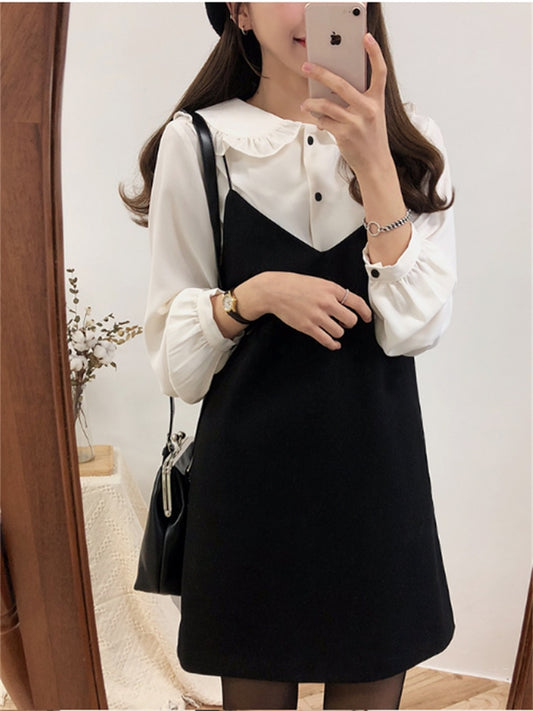 S-XL Spring Summer Women Dresses Female Girls Dress Suits 2 Piece Suit Sundress Sleeveless Black Vintage Robe Femme Vestido Prom