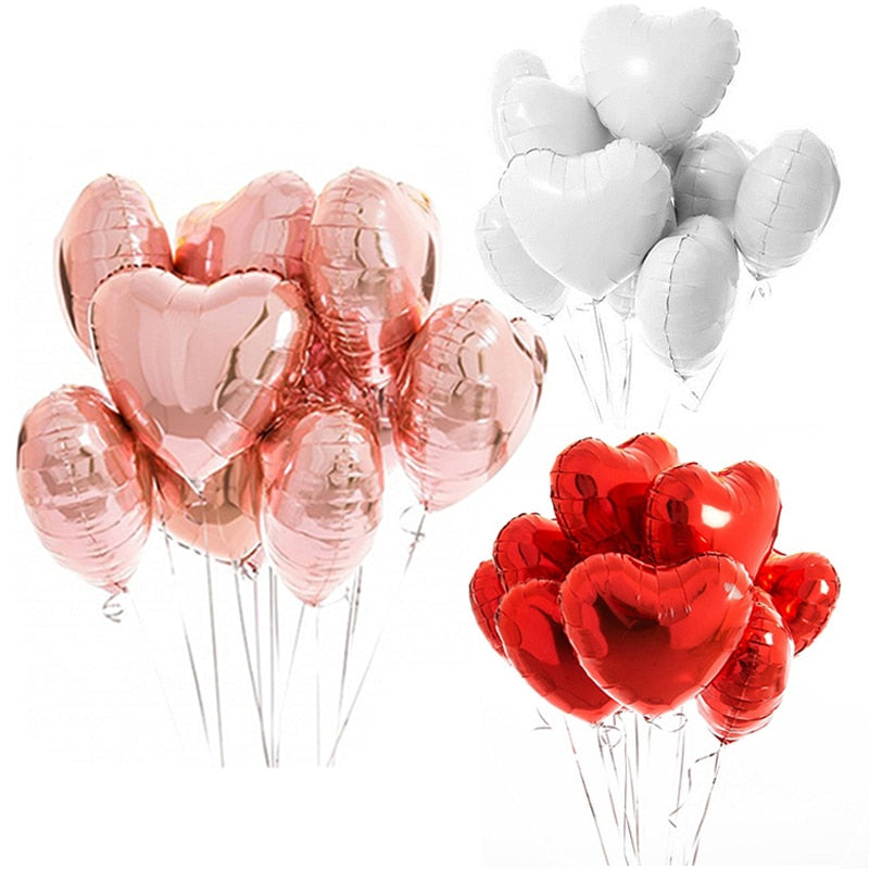 10pcs Multi Rose Gold Heart Foil Balloons Helium Balloon Kids Birthday Party Decorations Wedding Balloons Baby Shower Supplies