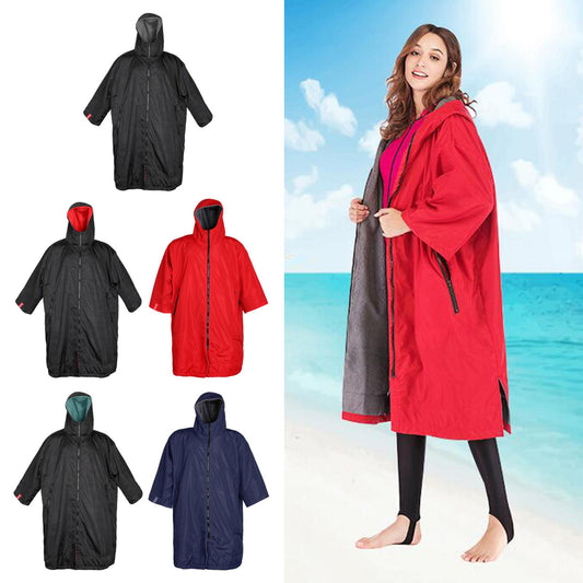 Surf Changing Robe Jacket Coat Quick Drying Jacket Weatherproof Cloak Outwear Surf Changing Robe Jacket Swim Parka Windbreaker