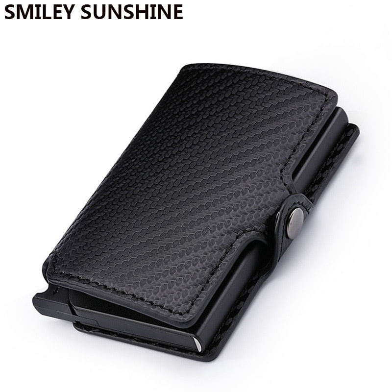 Carbon Fiber Rfid Card Holder Men Wallets Money Bag Zipper Coin Purse Small Leather Mini Slim Wallets Vallet Carteira Masculina