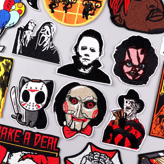 Horror Punk Embroidery Patch Iron On Patches For Clothing Embroidered Patches For Clothes Movie Role Fusible Patch Sticker Badge