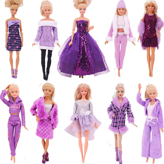 30Cm Purple Barbies Doll Clothes,Fashion Coat,Pants,Dress,  11.8 Inch Dolls,Gift,Barbies Accesories,Miniature Items