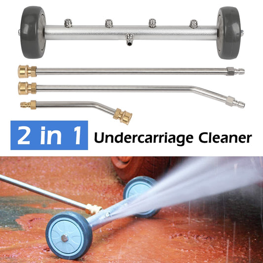 2 in 1 High Pressure Washer Undercarriage Cleaner Under Car Cleaning Kit 4000 PSI Garden Water Broom