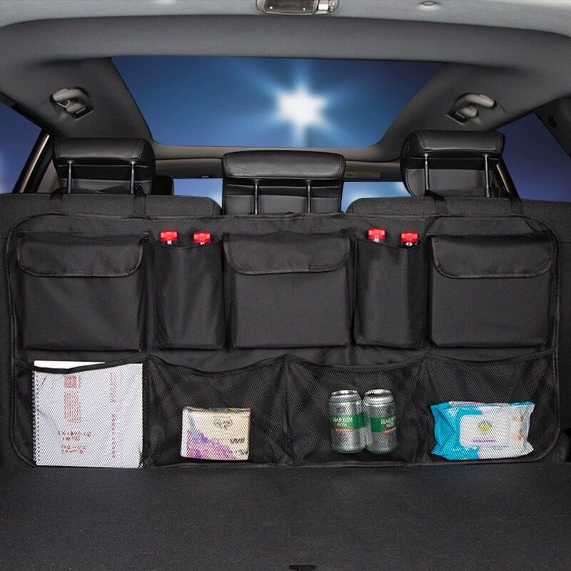 Car Rear Seat Back Organizer Auto Trunk Net Mesh Cargo Storage Bag Pocket Cover Stowing Tidying Interior Camping Accessories