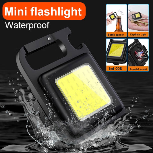 Multifunctional Mini USB Pocket Flashlight Rechargeable Flashlight COB Work Light LED Keychains For Outdoor  Camping Fishing
